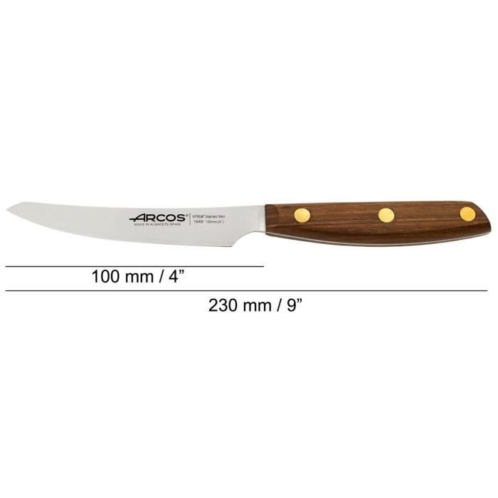 Couteau à Steak - ARCOS - Nórdika - 100 mm - Acier Inoxydable Nitrum® - Bois d’Ovangkol