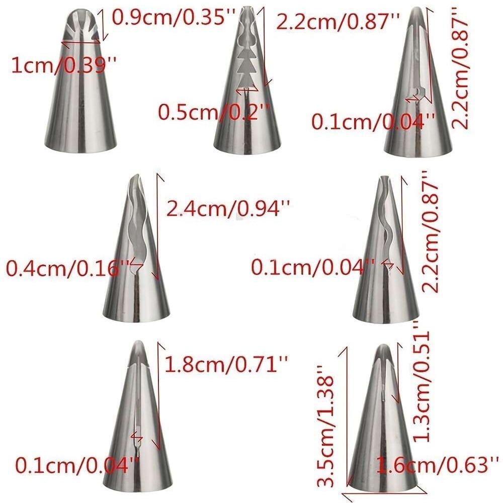 7PCS Stainless Steel Cake Nozzle Tube Head DIY Pastry Puff Skirt Icing Piping Nozzles Cake Decorating Supplies Baking Set Tools