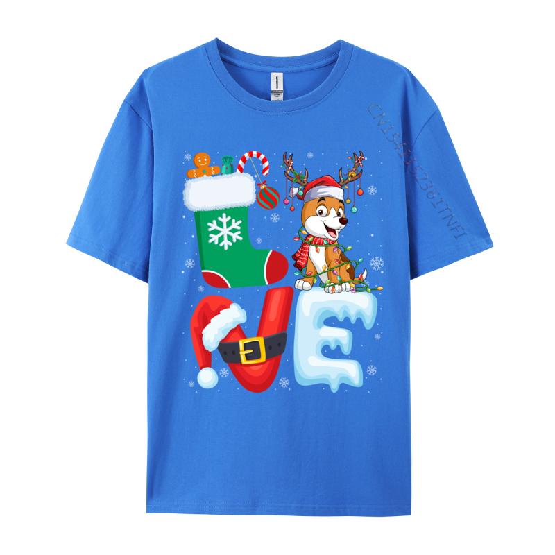 Dog Lover Santa Hat Christmas Tree Lights Dog Owner Xmas Tshirt Oversize Cotton Shirt For Men T-Shirt