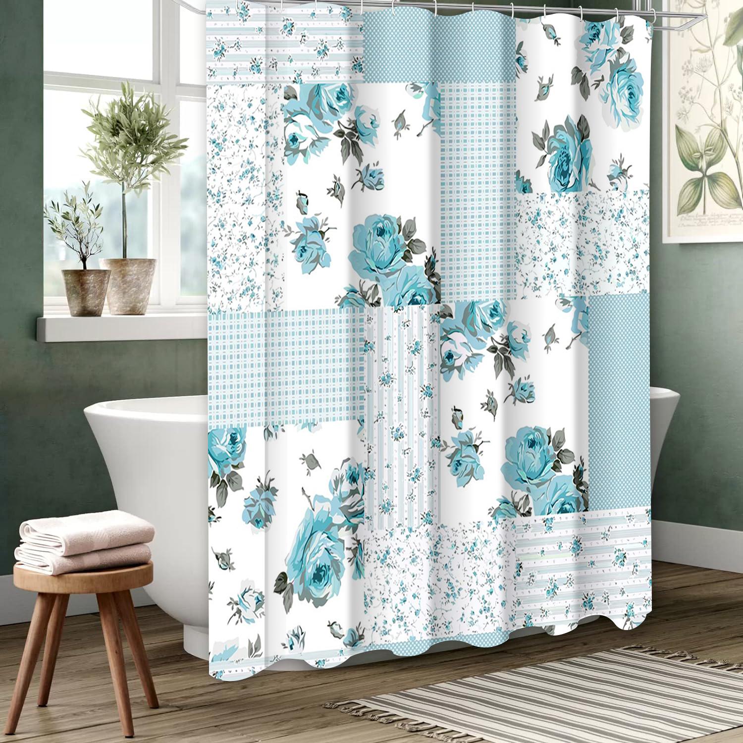 

Цветочная шторка для ванной Комнатные буквы Шторка для душа Водонепроницаемая с 12 крючками Рыбки Домашний декор Бесплатная доставка 180x180cm curtain синий