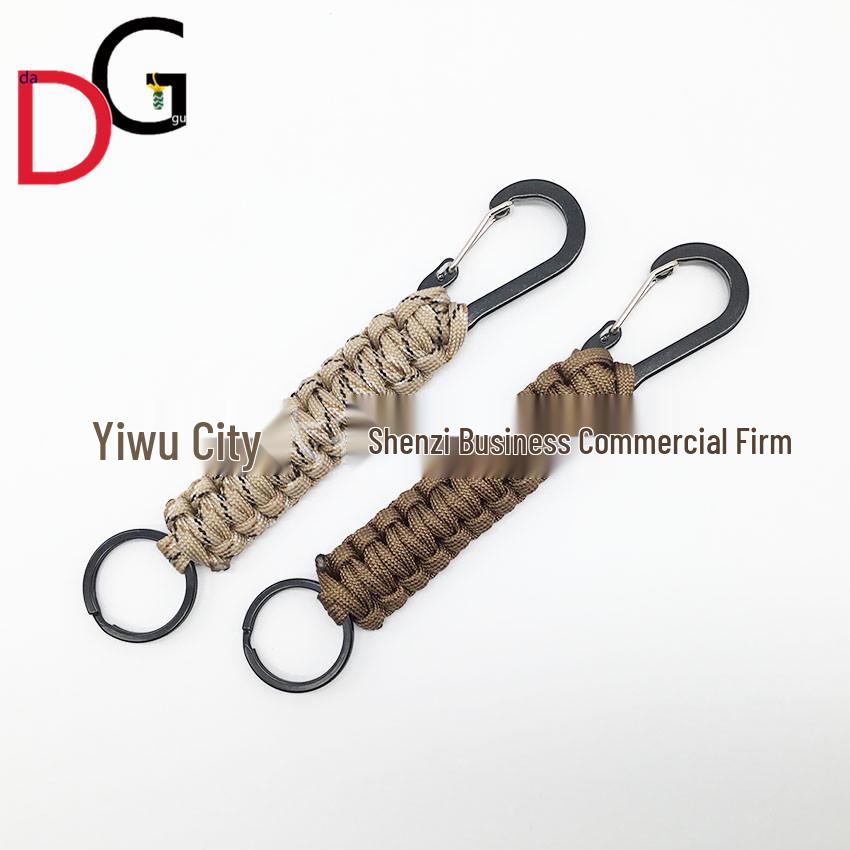 Paracord Woven Keychain with Black Mountaineering Clip for Outdoor Use