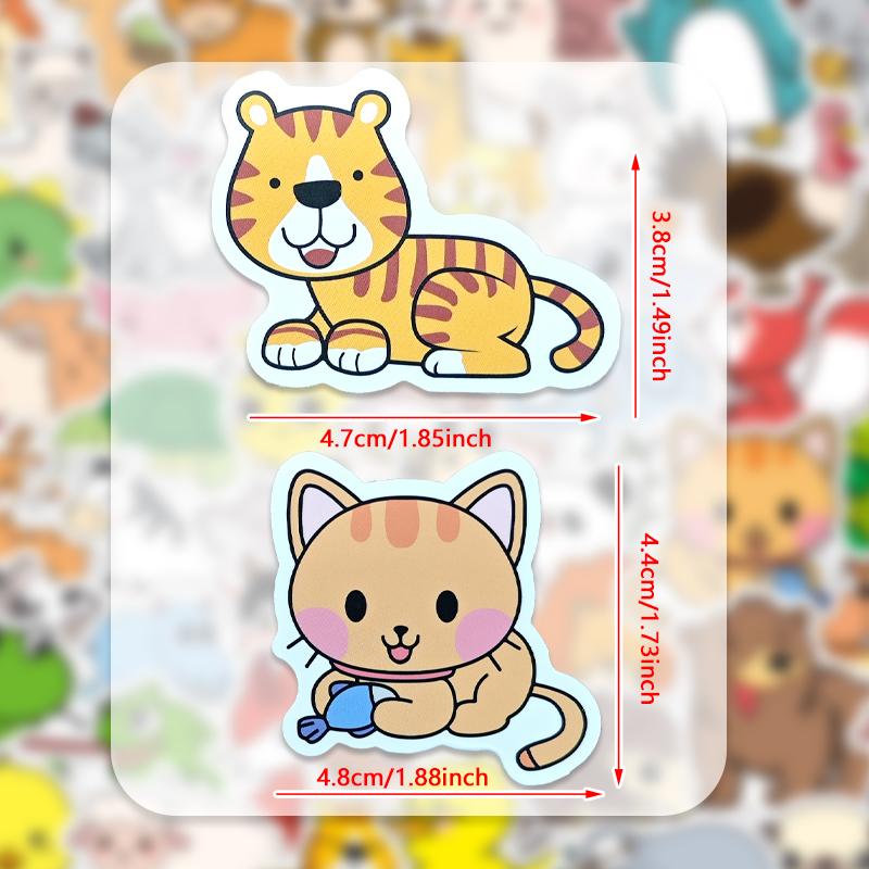 50 Pcs Cute Animal Stickers Vinyl Waterproof Water Bottle Stickers Notebook Sticker For, Laptop, Skateboard, Phone, Guitar, Car