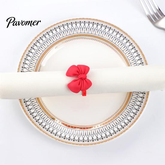 Bulk Napkin Rings for Hotel Mini Christmas Ring, Small Red Bow Wooden Holder with Farmhouse Dining Table Decor Berries Pine Cones New Year Party