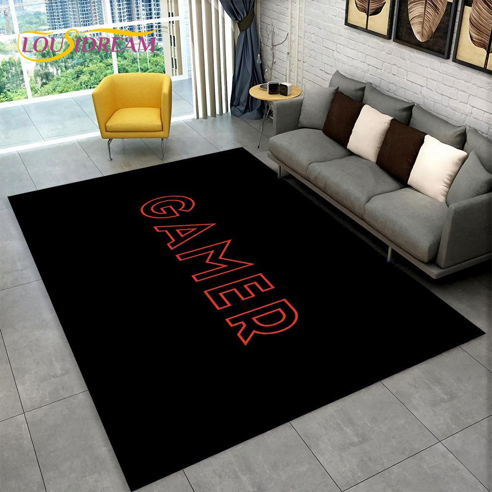3D Cartoon Gamer Game Over Area Rug,Carpet Rug for Living Room Bedroom Sofa Playroom Doormat Decor,Kids Play Non-slip Floor Mat