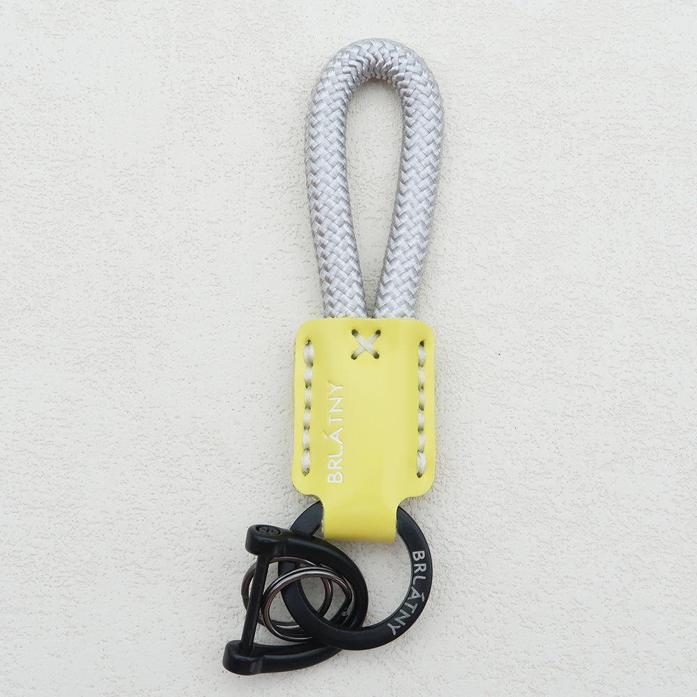 Hand-Woven Cowhide Leather Keychain Pendant with Logo Embossing - High-Quality Anti-Lost Car Lanyard