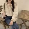 French Style Retro Puff Sleeve Blouse Women Korean Fashion Spliced Ruffles Shirt Ladies Elegant Chic Design Shirts