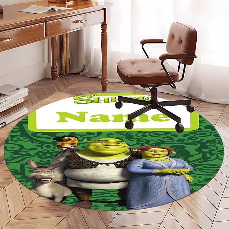 Benutzerdefinierter Name Shrek Aufdruck Runder Teppich Teppich Stuhlteppich Bereichsteppich Eingang Fußmatten, für Bürostuhl Wohnzimmer Schlafzimmer Küche.