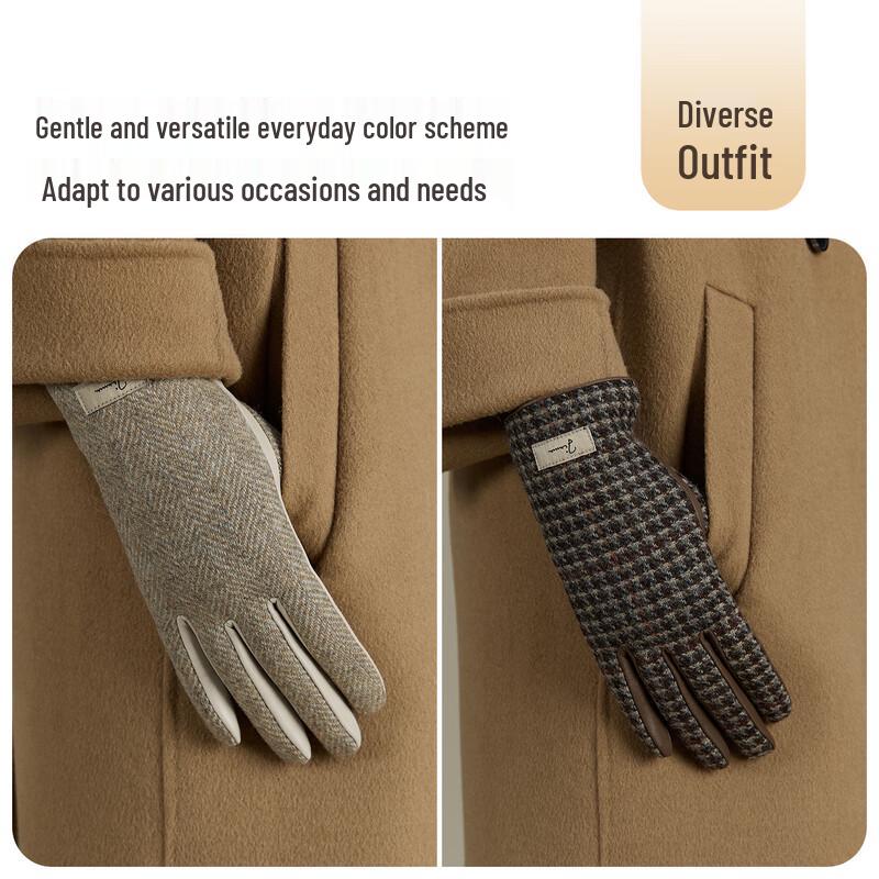 JIUMU Women's Sheepskin Winter Warm Leather Gloves