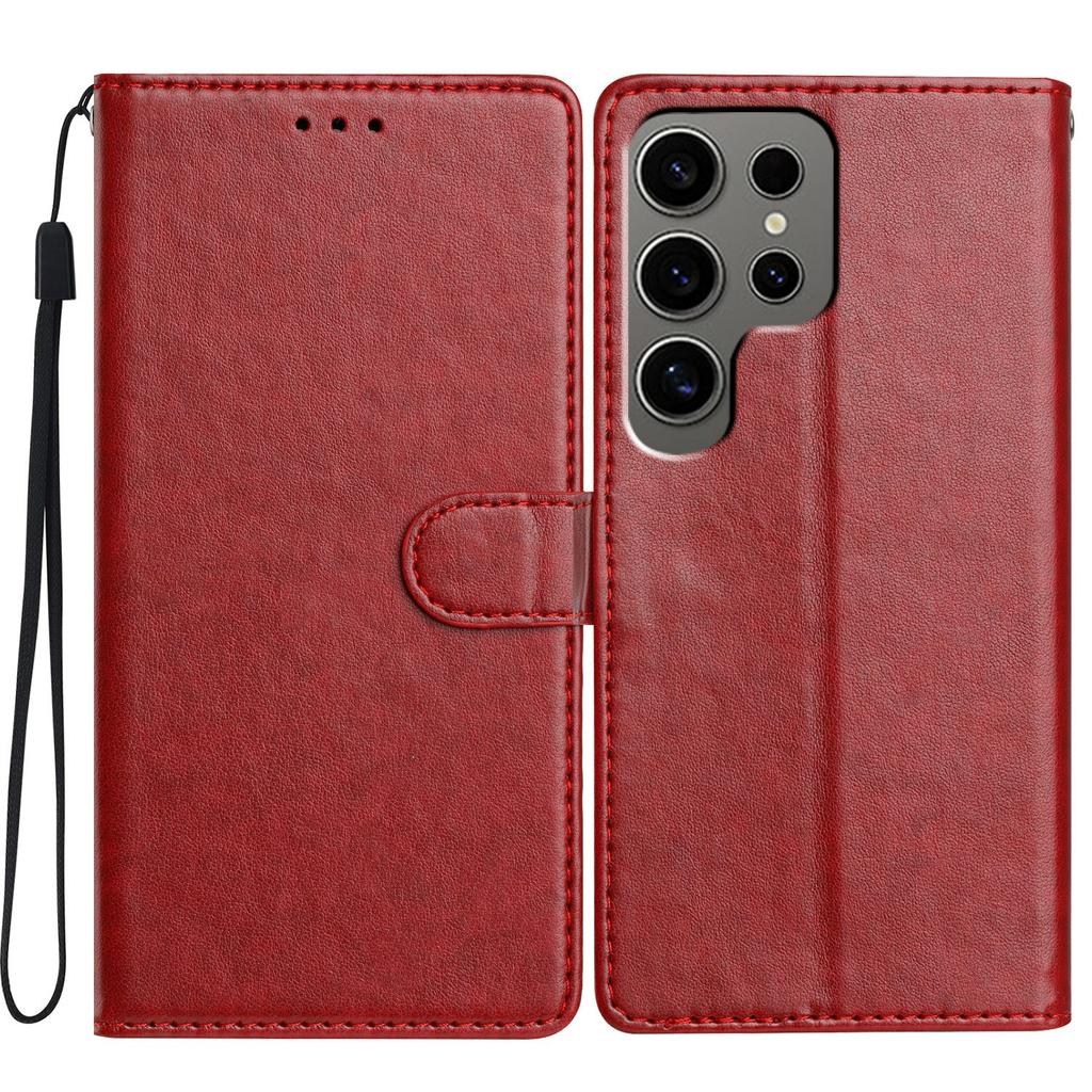 For Samsung Galaxy S24 Ultra Leather Phone Case Wallet Stand Cover with Handy Strap