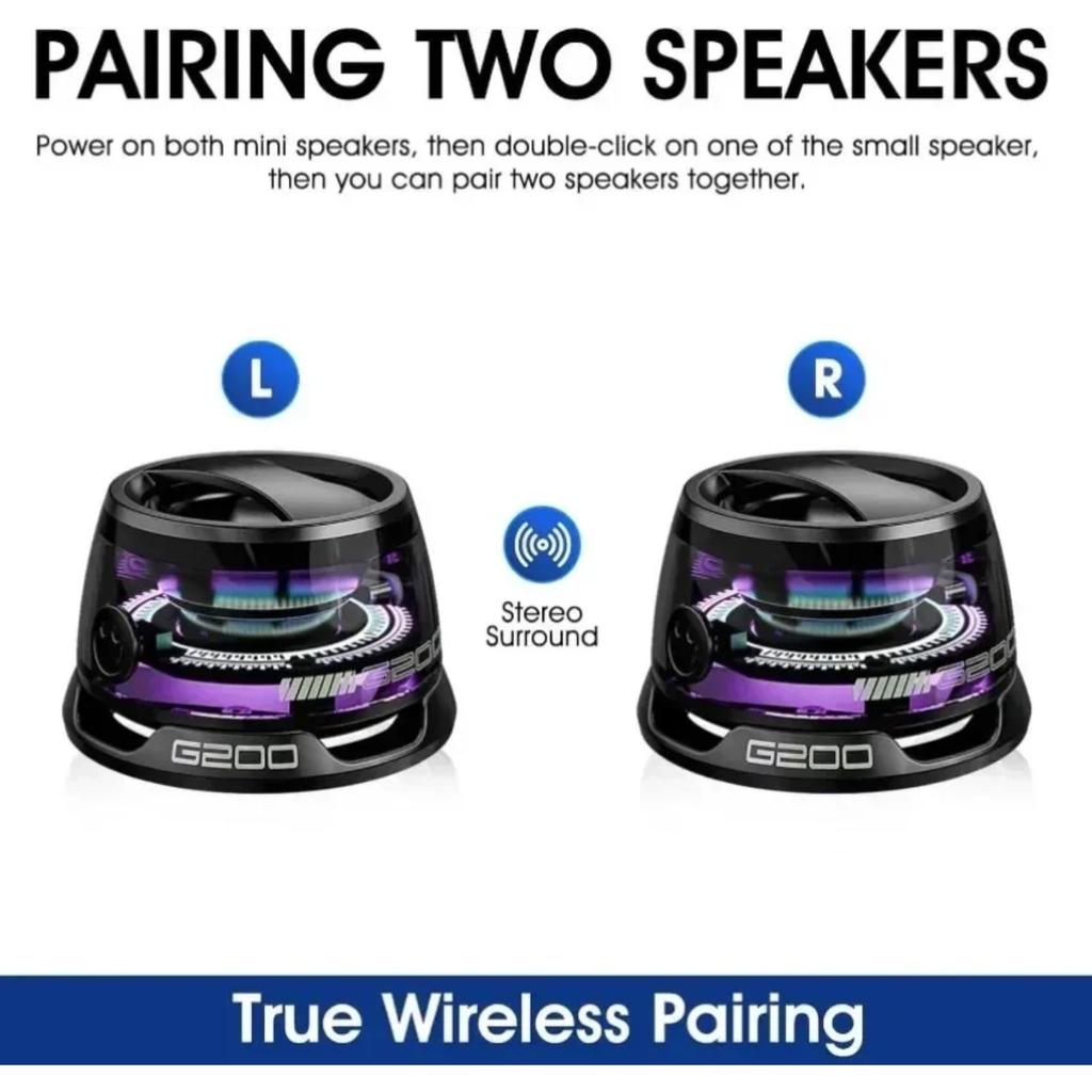 Mini Travel Stereo Speaker Outdoor Magnetic Bluetooth Speaker Wireless Portable with RGB Color Light and Phone Holder for IOS
