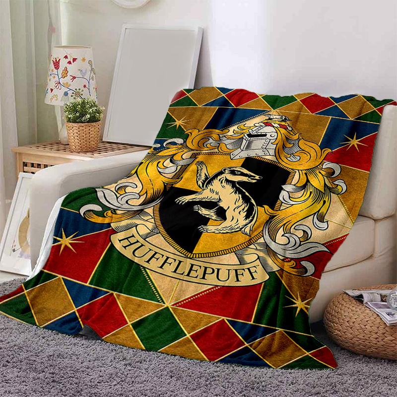 Hufflepuff Crest Poster - Hogwarts House DecorPrint Blanket, Soft Blanket For Sofa Office Bed And Travelling Daughter Birthday Gift esj264