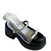 Xiaoxiangfeng French High-heeled Mary Jane Small Leather Shoes Women's Skirt Bow Pearl Black and White Color Matching Thick Heel Single Shoes