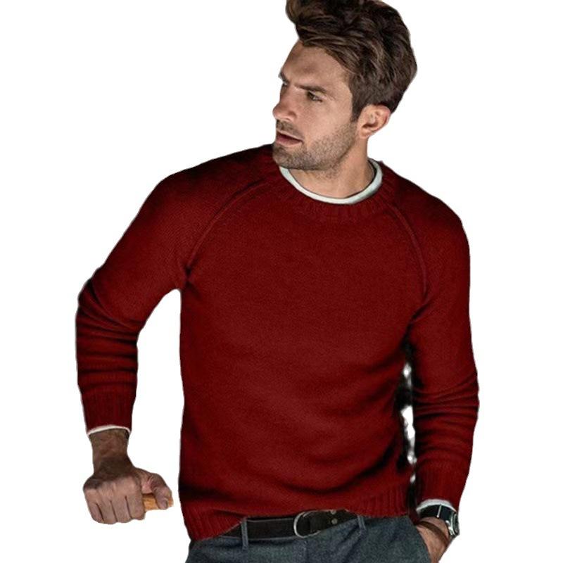 Autumn and Winter New Men's Casual and Fashion Knitted Solid Color Sweater