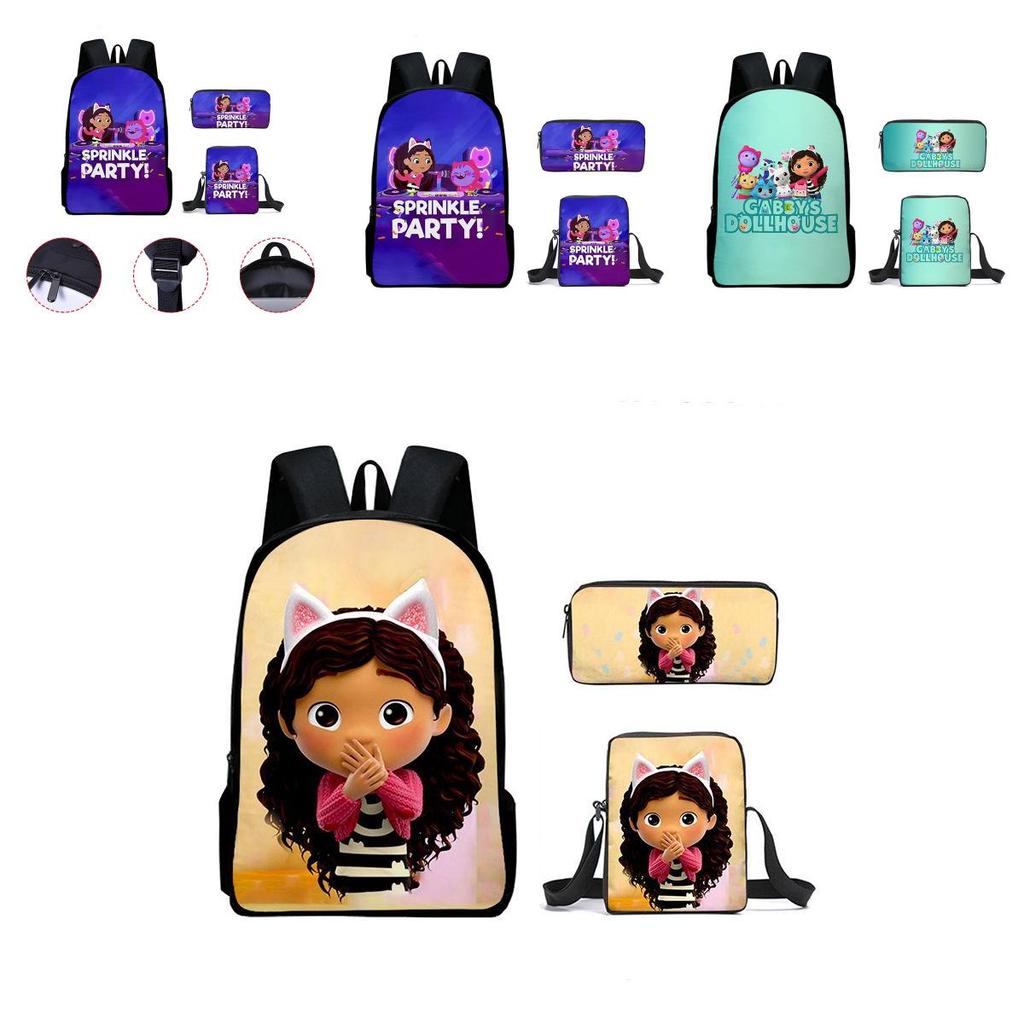 Gabby's Dollhouse Backpack Featuring Stylish Cartoon Design And Adjustable Shoulder Straps For Students