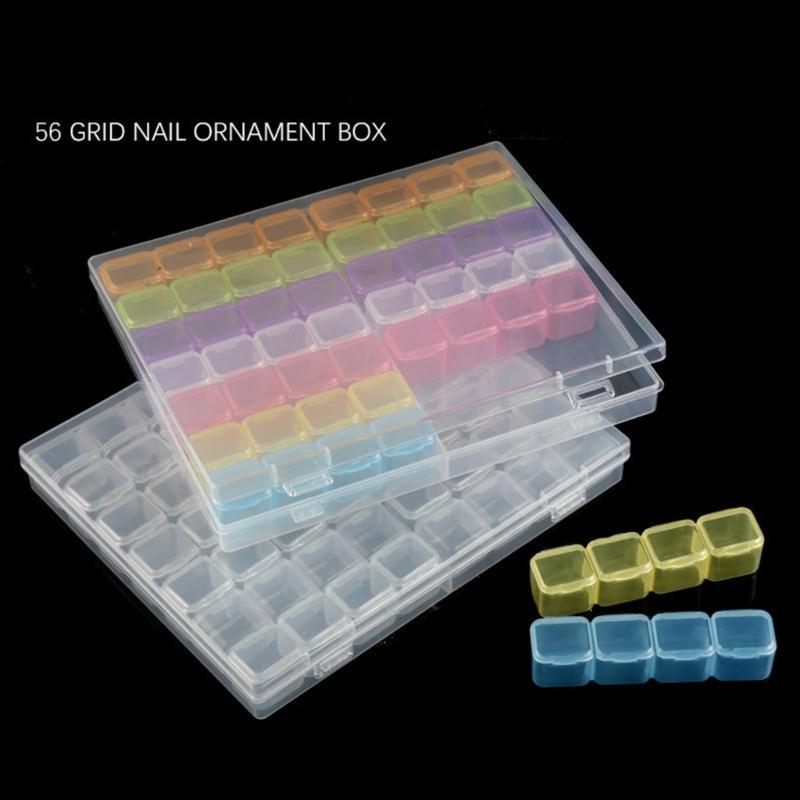 Practical 56 Grids Jewelry Organizer Box Independent for Rhinestone Crystal Bead Organizer Container Small Parts Storage