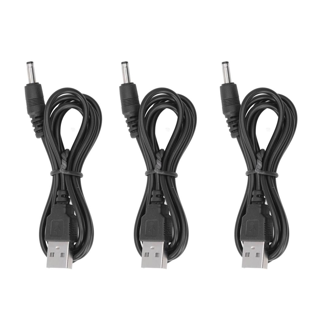 3Pcs USB Power Cord 3.5x1.35mm Jack Charging Cable Wire Line DC 5V for Fan Phone Speaker
