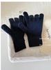 High quality% Australian wool solid color hat scarf gloves three-piece winter warm knitted suit women
