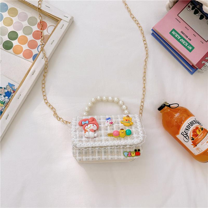 Cute Animal Design Cotton Canvas Handbag For Girls With Creative Chain Strap