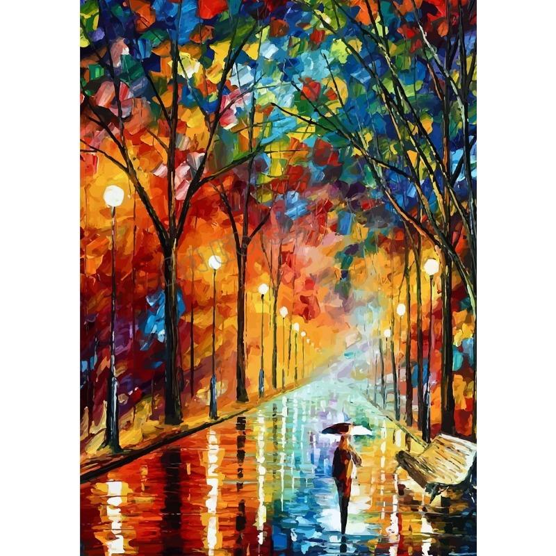 Classic Abstract Artwork Rainy Night Couple Landscape Poster Canvas Painting Wall Art Pictures Home Room Interior Decor Gift