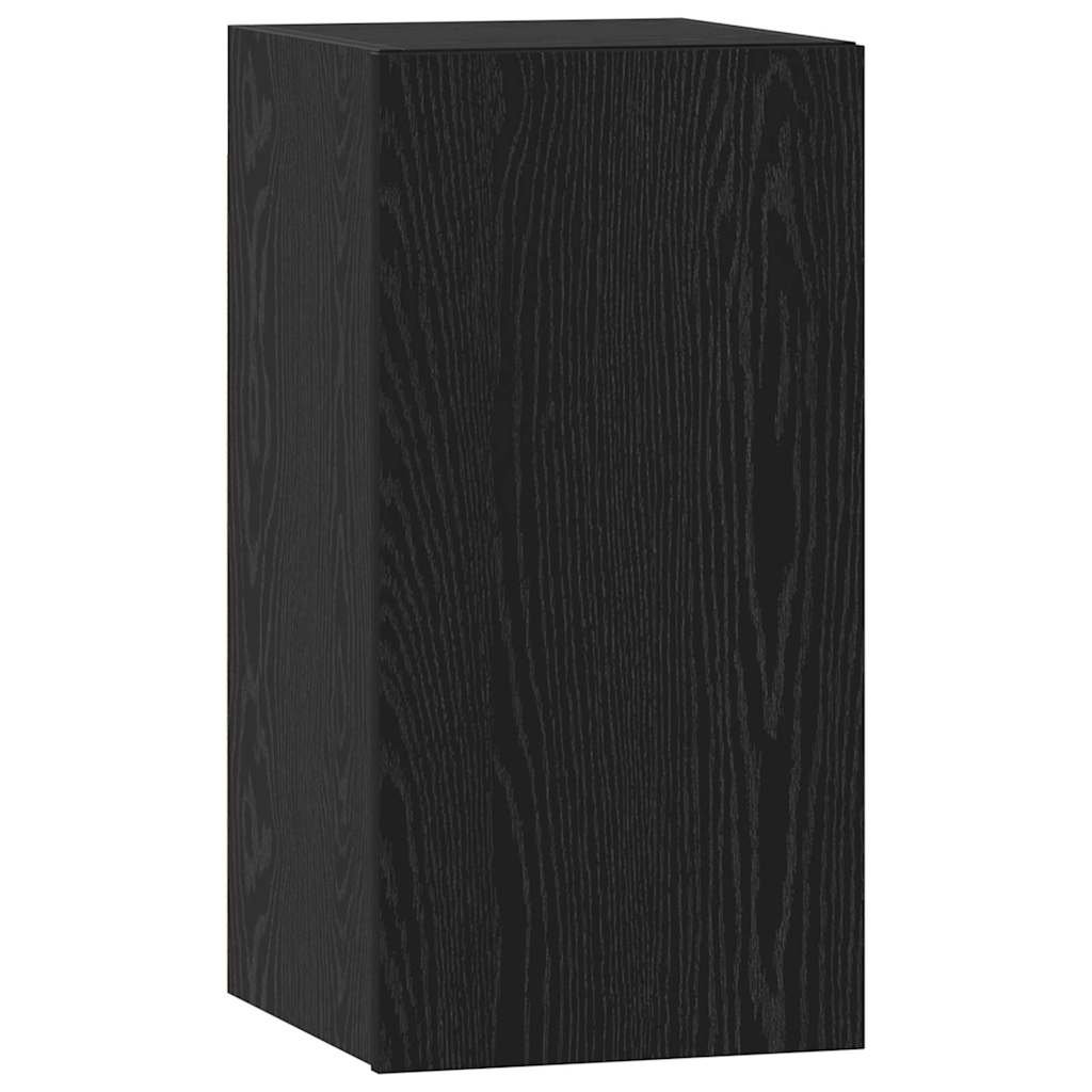 Wall Mounted TV Cabinet Set in Black Oak Effect Made of Wood Based Material