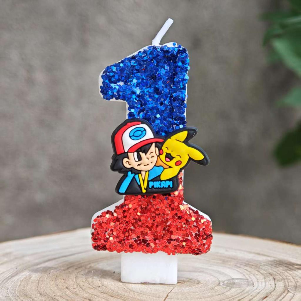 1-9  Themed Number Candles, Ling Glitter Birthday Cake Decorations For Kids Fans