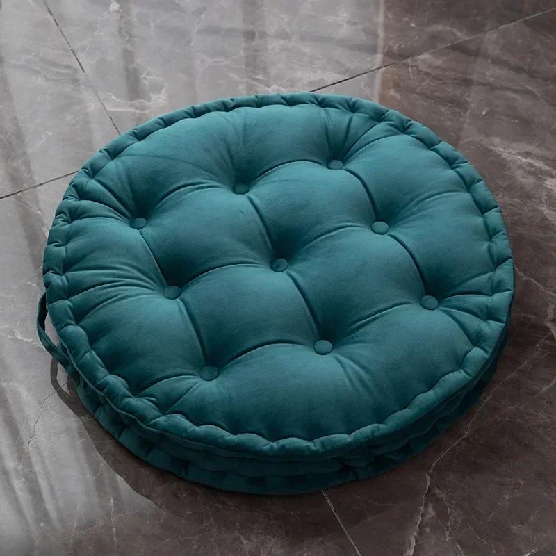 60x60cm Nordic Plain Velvet Tatami Round Cushion Pillow Thickened Winter Sofa Back Cushion Floor Meditation Cushion Futon Round