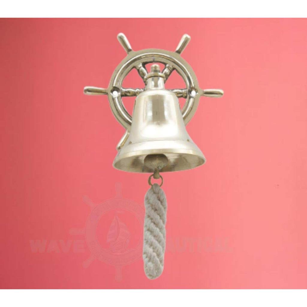 Theme Decor for Home Decor/Table Decor/Office Decor Brass Steering Wheel Ship Bell Rope Nautical Maritime Wall Decor Beach Decor