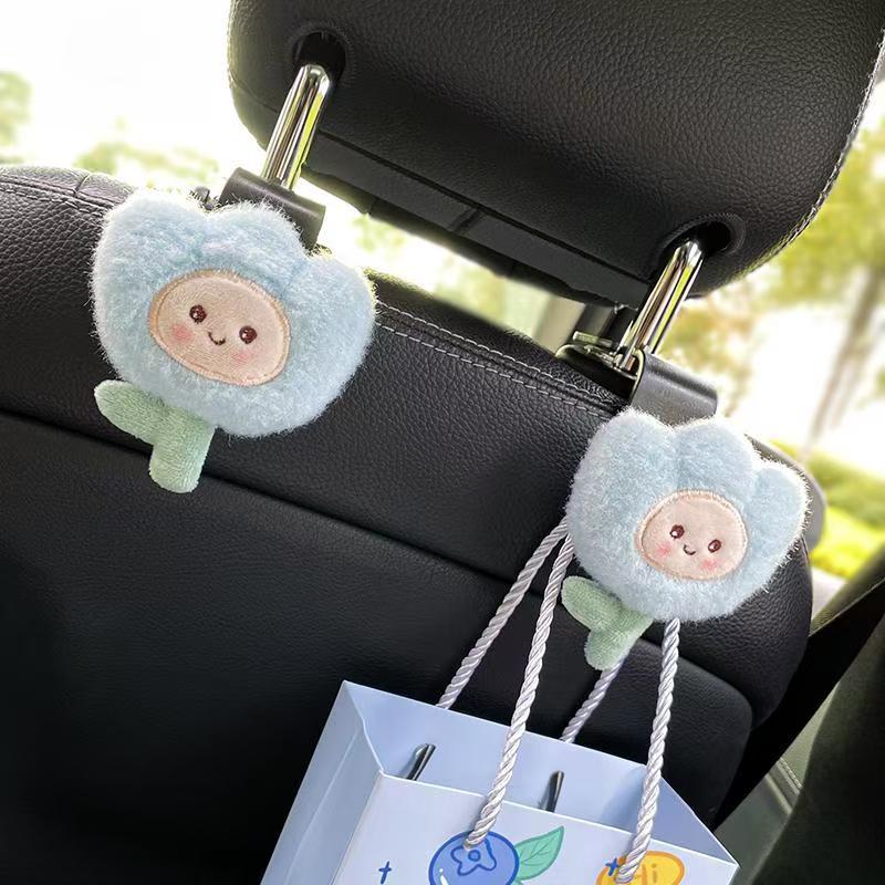 

Car Hook Seat With Cute Cartoon Flower Design At The Back, Multifunctional Storage In Car, Backrest With Small Hook