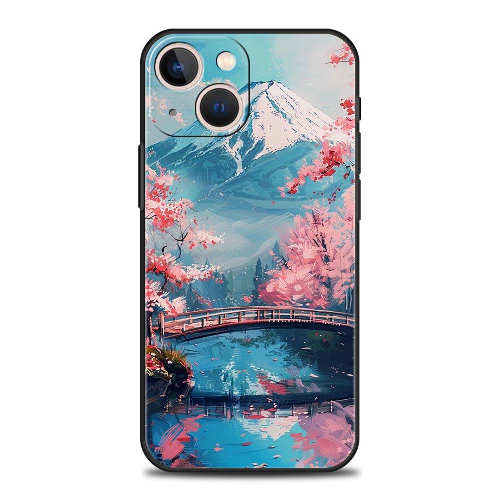 Japan Mount Fuji Painting Cherry blossom Phone Case For iPhone 17 16 15 Pro Max 11 12 13 14 7 8 Plus SE 2020 X XR XS Cover Soft