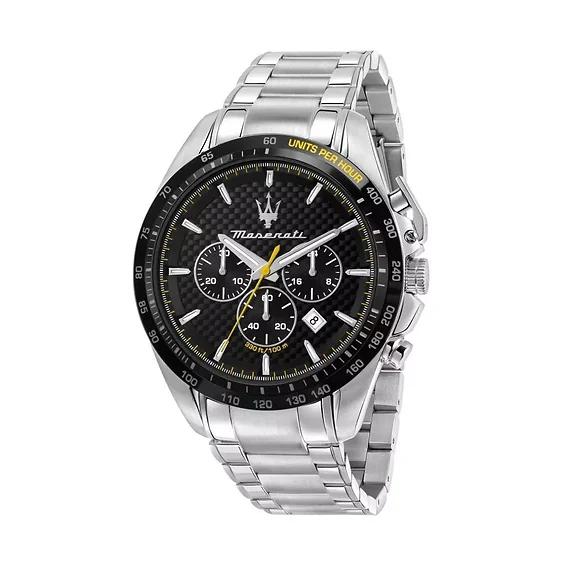 Maserati Orologio da Uomo Traguardo Cronografo Quadrante Nero Acciaio Inossidabile Quarzo R8873612042 100M