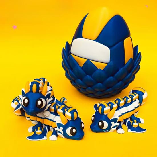 3D Printed Dragon Egg Ornament Toy with Dragon Figurine Inside, Sports Ball Inspired Fidget Toy, Stress Relief Dragon Statue for Kids Adults Home