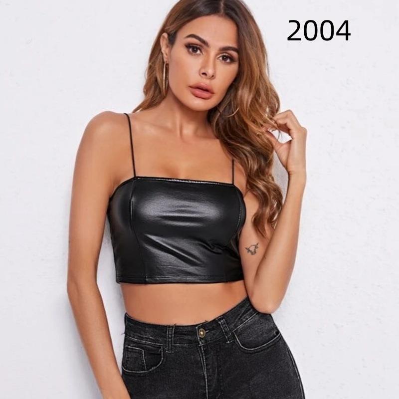 

Новый однотонный топ из лакированной кожи с короткими подвязками, облегающий по фигуре, с открытой спиной S