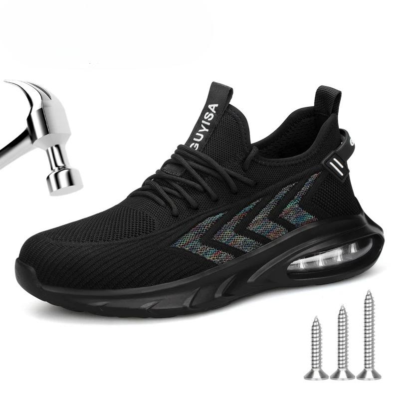 Safety Shoes for Men Air Cushion Work Sneakers Men Women Work Shoes Steel Toe Safety Boots Anti-puncture Indestructible Shoes