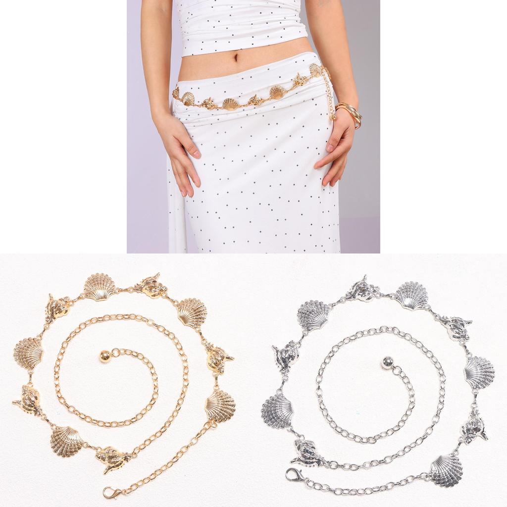 Bohemian Beach Shell Waist Chain With Metal Starfish And Conch Body Chain For Women