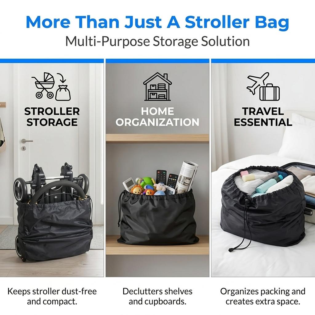Handheld Stroller Protective Cover Bag Wear-resistant Oxford Cloth Large Space Baby Stroller Storage Pouch
