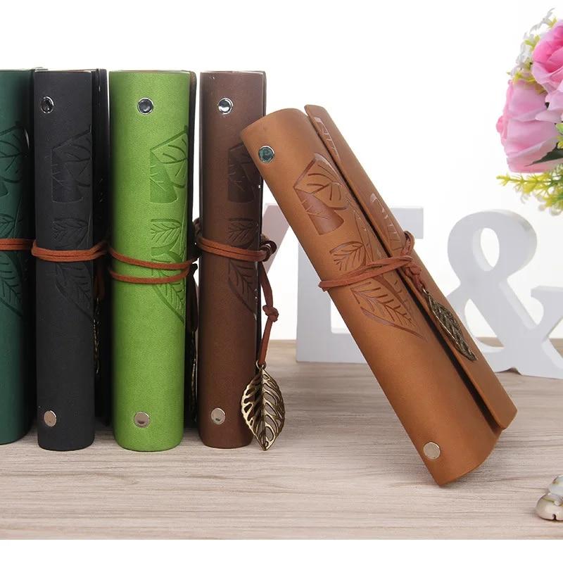 1PC Retro Leaf Notebook Škola Kancelář Psací potřeby Diář Poznámkový blok Literatura PU Kůže Notebook Cestovatelský deník Plánovače Dárky 75 listů/150 stran
