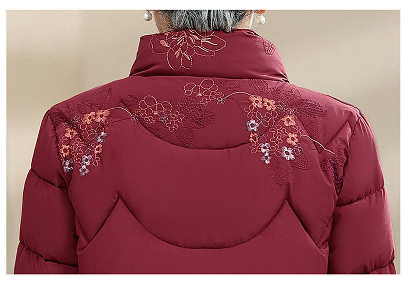 Winter Warm Cotton Coat for Middle-Aged and Elderly Women - Mid-Length Grandma Style Jacket
