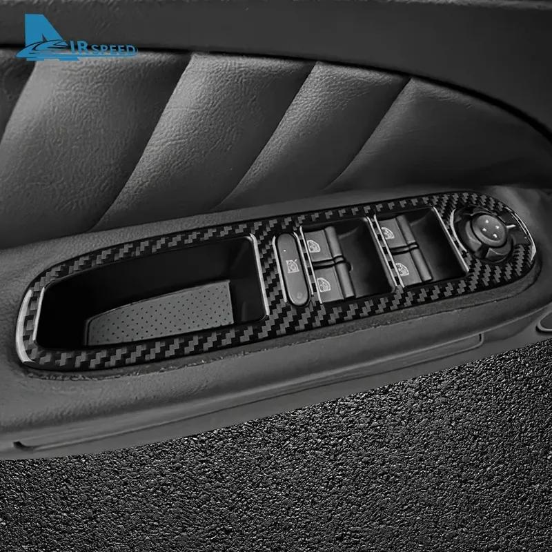 Real Soft Carbon Fiber LHD RHD Car Window Control Button Panel Sticker For Alfa Romeo 159 2005-2018
