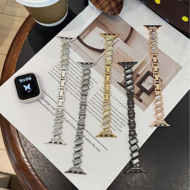 Compatible Diamond-Studded Metal Strap for Huawei GT654, Xiaomi 9 Pro, Apple iWatch 11