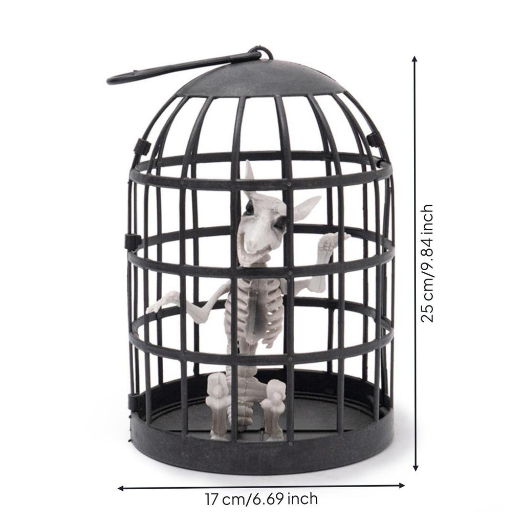 Skeleton Vertical Slats Halloween Cage Decor Domed Top