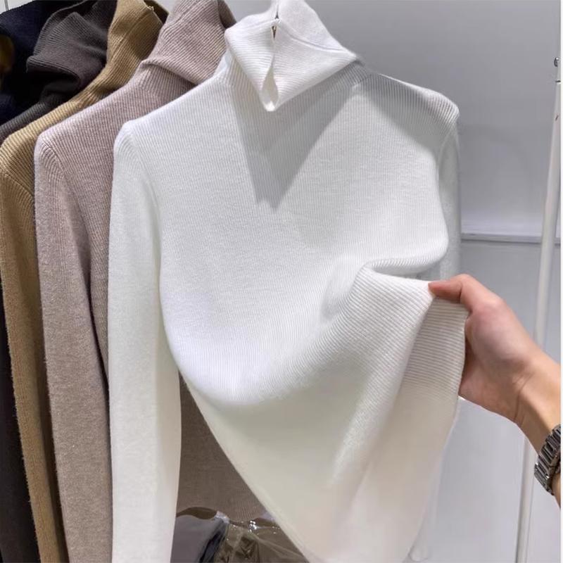 

Осень Новые Водолазки Женские Модные Длинные Рукава Зимние Пуловеры Женские Элегантные Облегающие Базовые Трикотажные Свитера Топы Офисные Женские Джемперы 25731 One Size белый