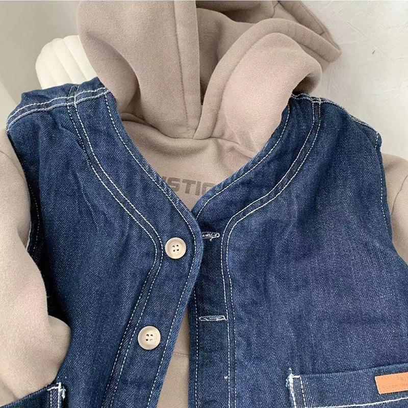 Children Winter Autumn Kid Vest Denim Waist Coat Baby Sleeveless Jackets Outwear Toddler Girls Boys