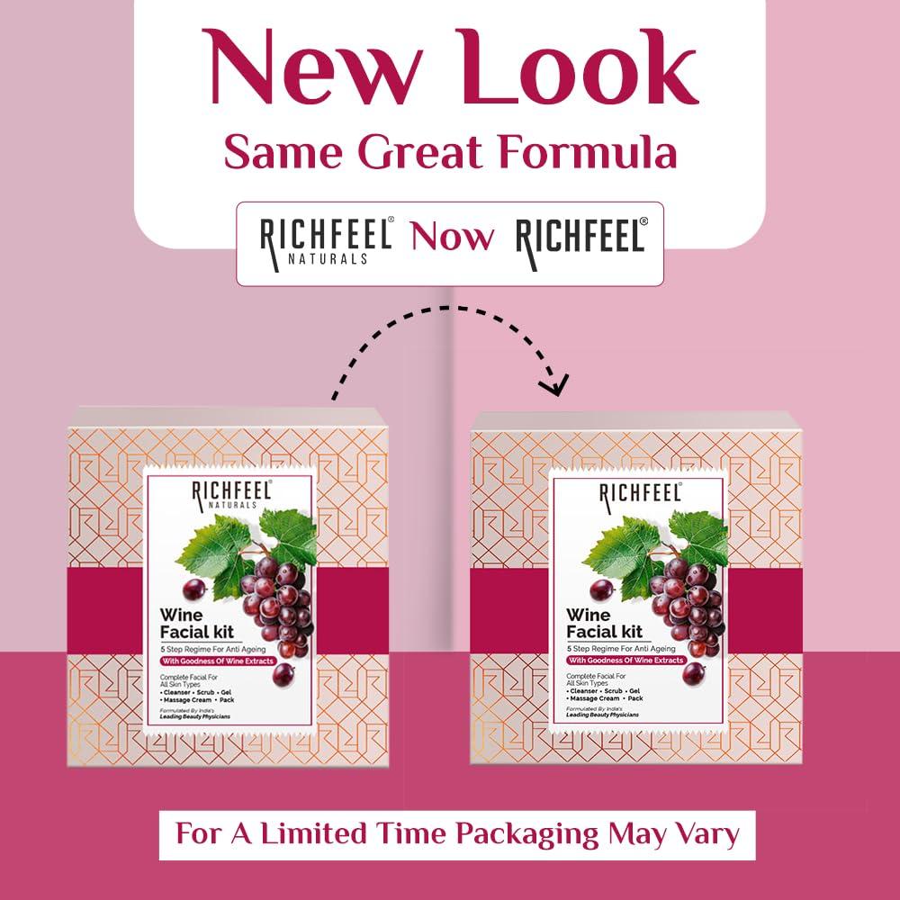 Richfeel Wine Facial Kit for Glowing Skin, Removes Wrinkle, Dark Spots, Reduces & Hyperpigmentation | 30 G
