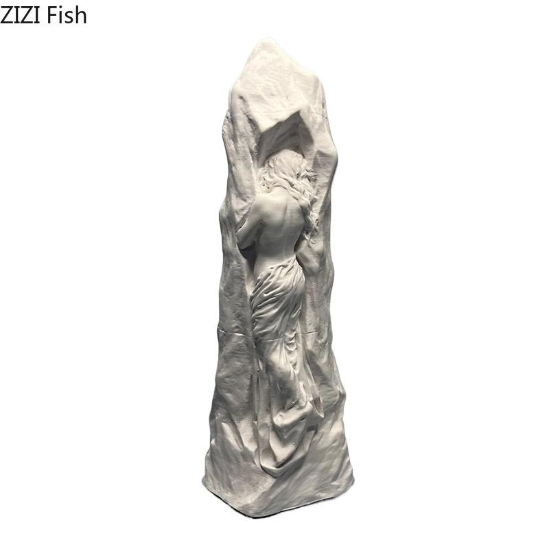 Minimalism Woman Plaster Statue Desk Decoration Creative Figures Artwork Ornaments Characters Sculpture Room Aesthetic Decor