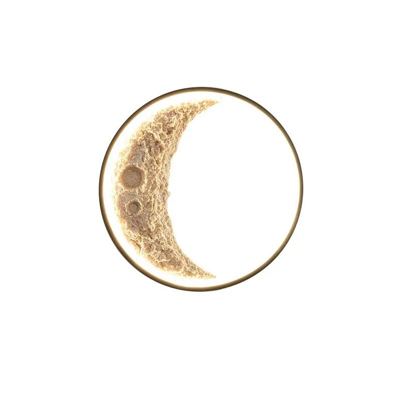 Luxury Retro Moon Aluminum Resin Led Wall Lamps Living Room Home Decor Indoor Outdoor Lighting Villa Foyer Wall Sconce Bedroom