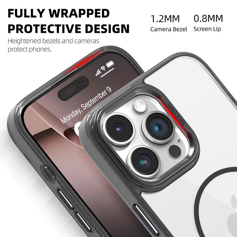 Magnetic Card Slot Clear Phone Case For iPhone 16 Pro Max 15 14 Pro 13 12 11 for Magsafe Shockproof Metal Lens Frame Protection Cover