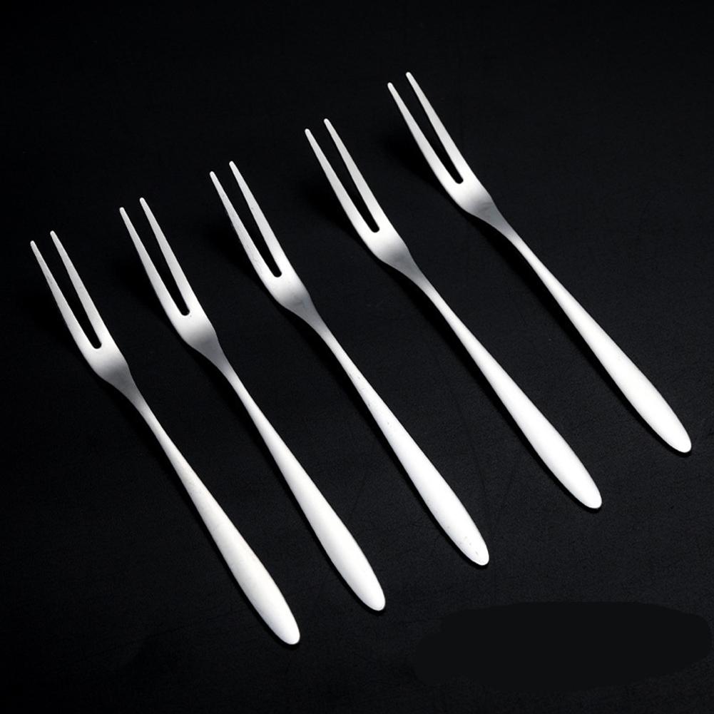 Stainless Steel Fruit Fork Cake Dessert Fruit Picks Mooncake Pick for Parties and Events Party Two-tine Dessert Snack Cake Forks