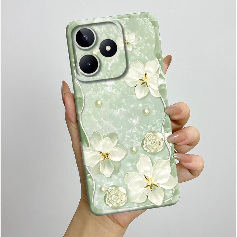 For Realme C51 C53 Case RMX3830 RMX3760 Shell Pretty Flower Full Back Cover for RealmeC51 C53 C61 C63 C 51 S Soft Silicone Funda