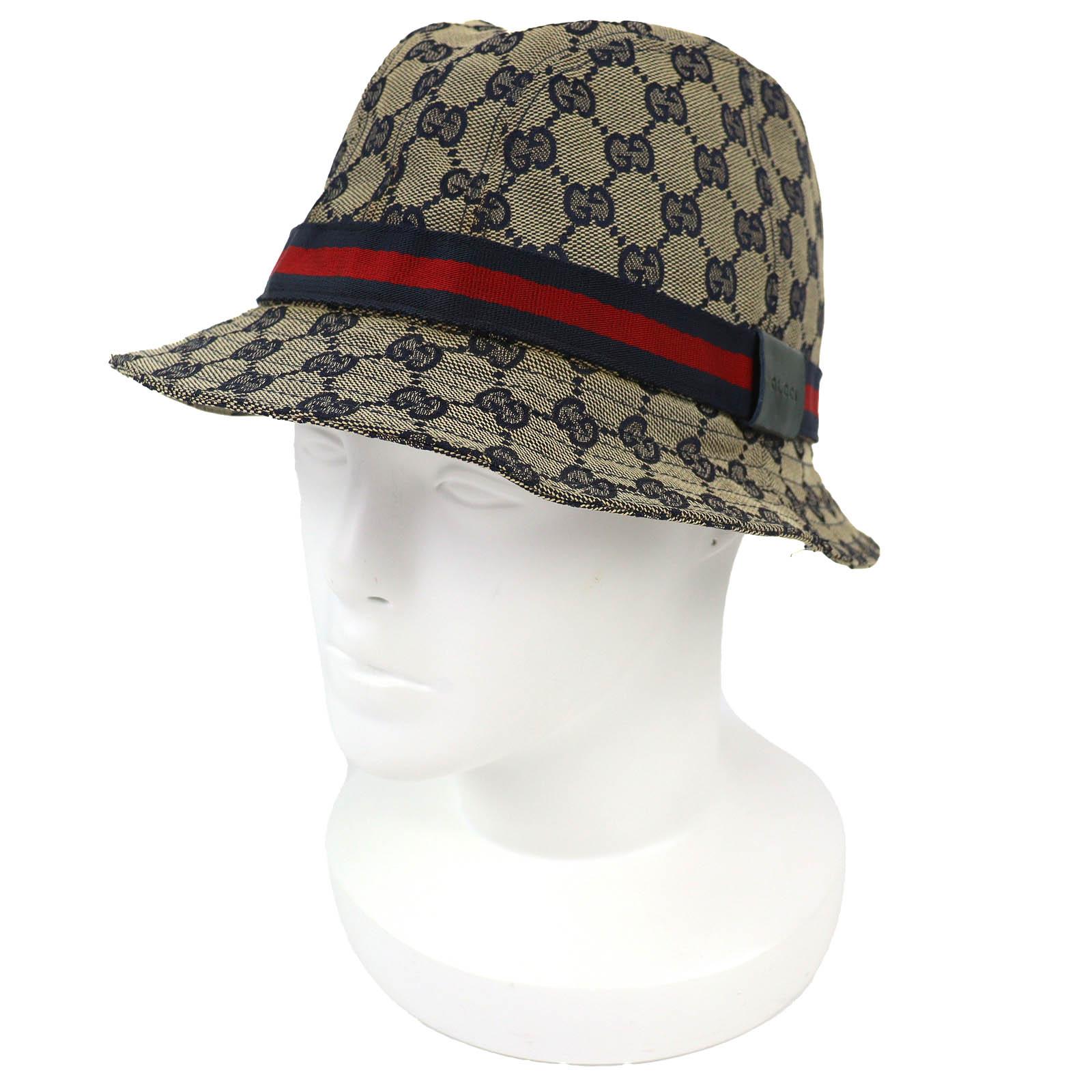 

Great GUCCI hat GG canvas bucket hat beige polyester Women M 030367 Used