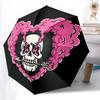 1pc Heart Skull Fashionable Automatic Opening/Closing Folding Umbrella with 8 Bones, Windproof Portable, Daily Use098